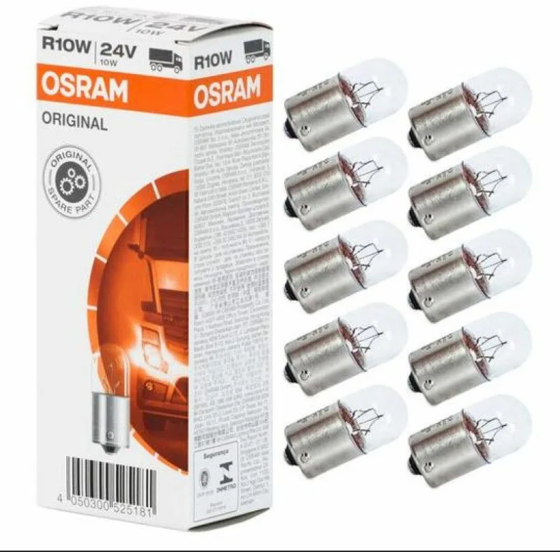 Лампа накаливания R10W 24V 10W BA15s (арт.005637) OSRAM