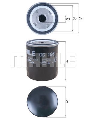 фильтр масляный BMW E12/E30/M3/E21/E28 1.6-2.5 <92 (арт. OC198) MAHLE